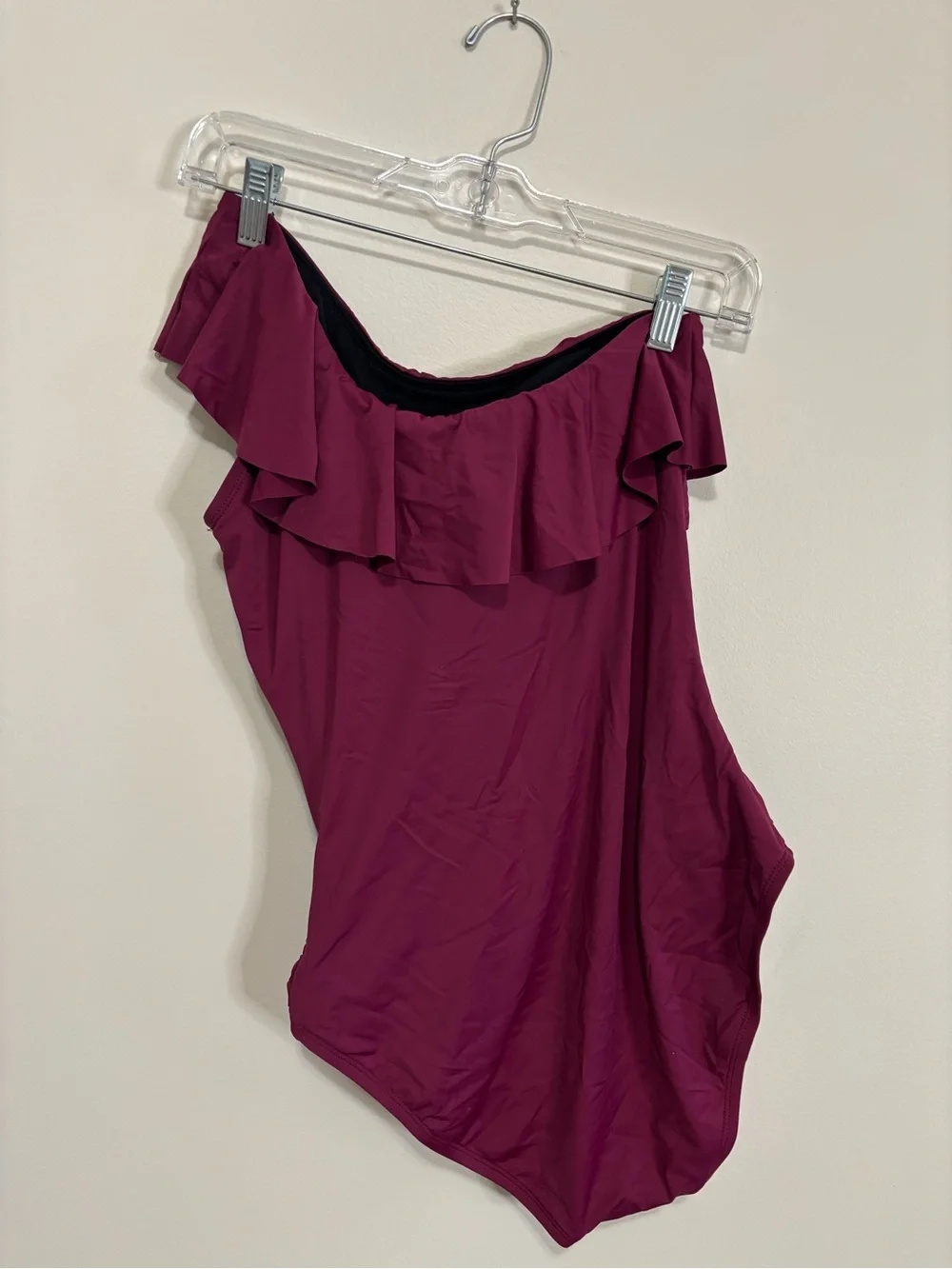 Hilor One-Shoulder Ruffle Ruched One-Piece Swimsuit - Plum - Picture 3 of 3